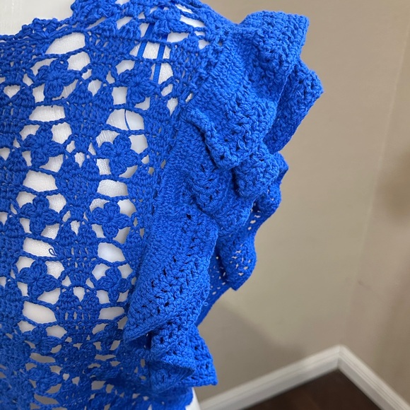 Zara Vibrant Blue Crochet Crop Top size S box 3 - Picture 3 of 6